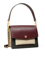 Tory Burch Robinson Color-block Convertible Shoulder Bag In Black/Port