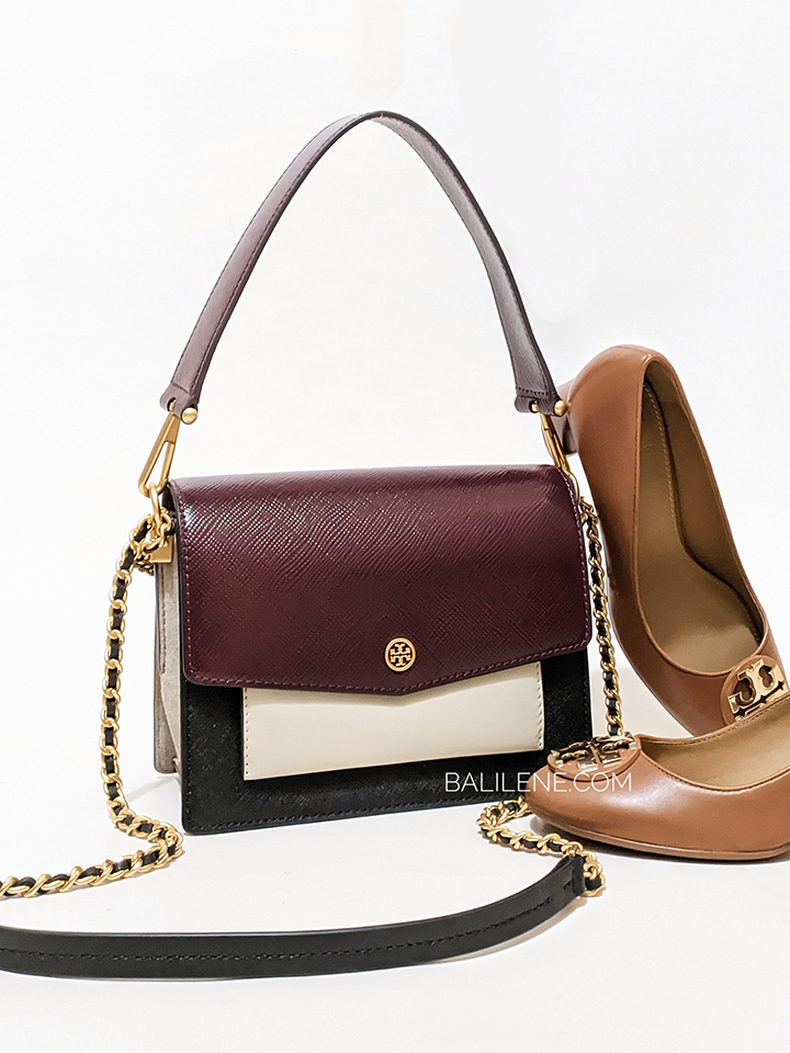 Tory-Burch-Robinson-Colorblock-Double-Strap-Convertible-Bag-Black-Port-Balilene-detail-depan