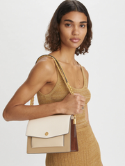 Tory Burch Robinson Color-block Convertible Shoulder Bag In Brie/Seaside Sand