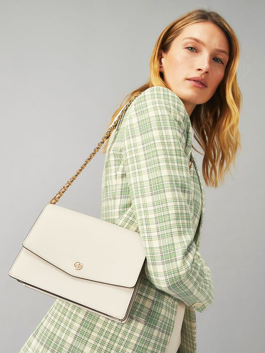 Tory Burch Robinson Convertible Shoulder Bag New Cream