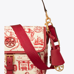 Tory Burch 74455 Perry Nylon Printed Crosbody Red Destination