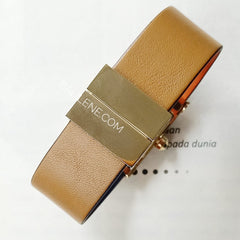 Tory Burch TBW7051 Leigh Leather Reversible Strap Brown Navy Orange