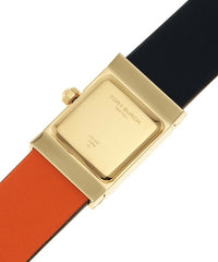 Tory Burch TBW7051 Leigh Leather Reversible Strap Brown Navy Orange