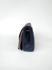 Tory Burch 46176 Bombe Small Flap Shoulder Bag Navy