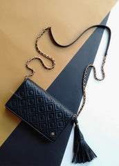 Tory Burch 46449 Fleming Flat Wallet Crossbody Cross Body Black