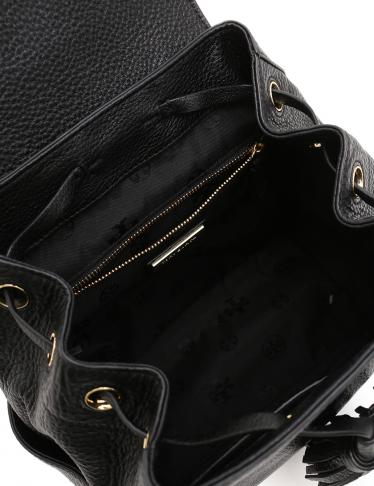 Tory Burch 48362 Whipstitch Logo Mini Backpack Leather Bag Black Balilene