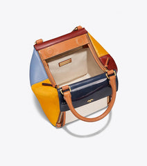 Tory Burch 49240 Half Moon Mixed Material Satchel Multi