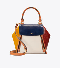 Tory Burch 49240 Half Moon Mixed Material Satchel Multi