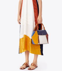 Tory Burch 49240 Half Moon Mixed Material Satchel Multi