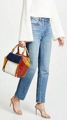 Tory Burch 49240 Half Moon Mixed Material Satchel Multi