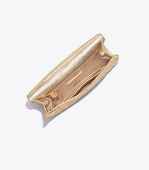 Tory Burch 52340 Fleming Metallic Small Convertible Shoulder Bag White Gold