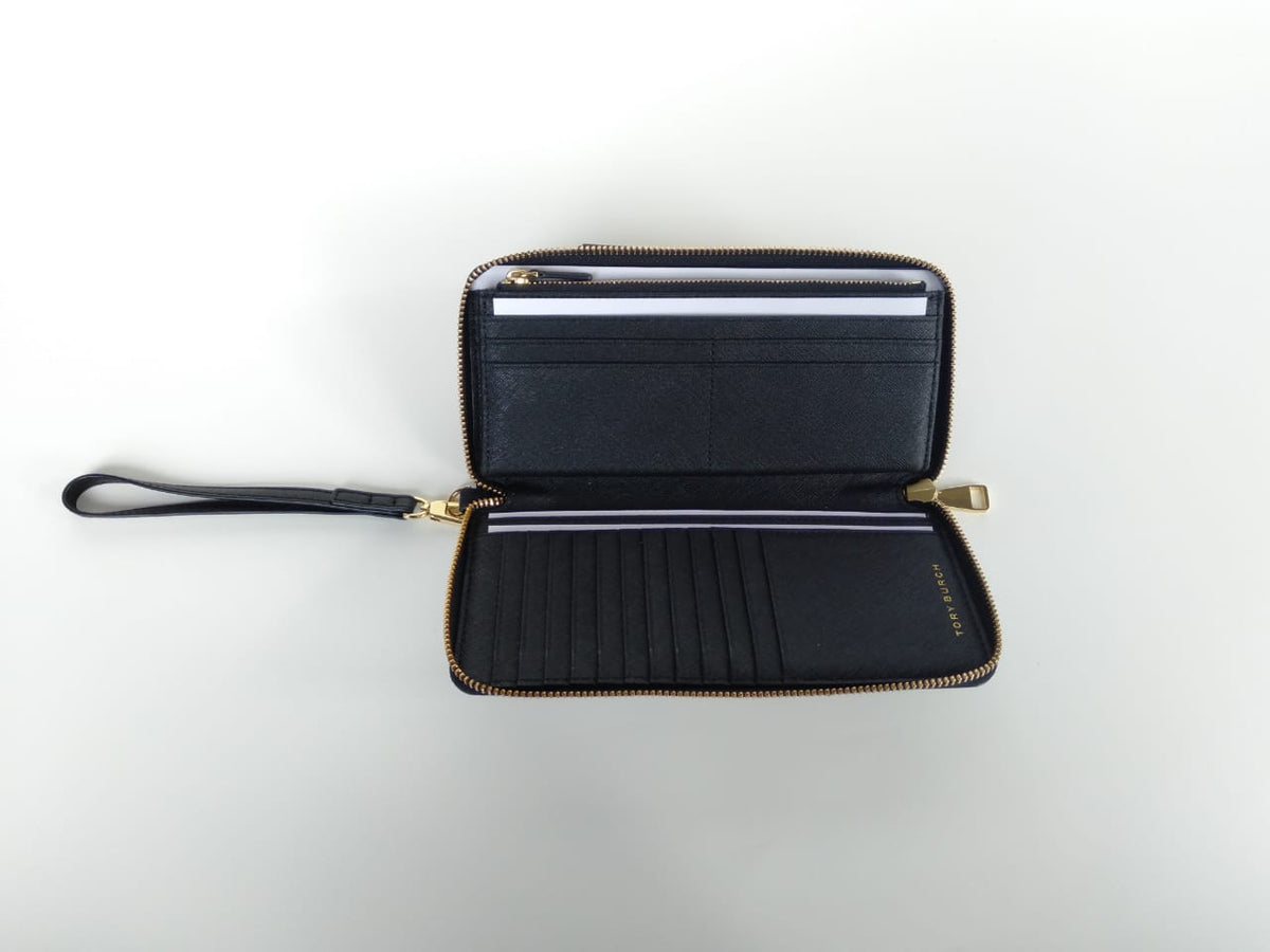 Tory Burch Emerson Zip Passport Continental Wallet Black Balilene