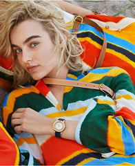 Tory Burch TBW6001 Ellswort Watch Navy Leather Gold Tone