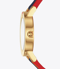Tory Burch TBW6001 Ellswort Watch Navy Leather Gold Tone