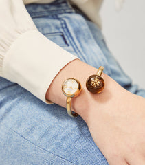 Tory Burch TBW5011 Multi Color Gold W Blair Bangle Logo Bracelet Watch
