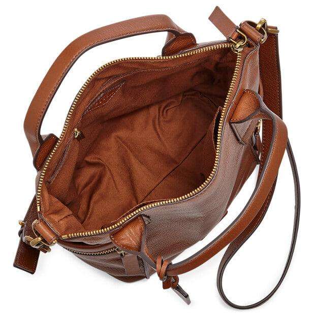 Tas Fossil ZB6696P Emerson Medium Leather Satchel in Brown Balilene