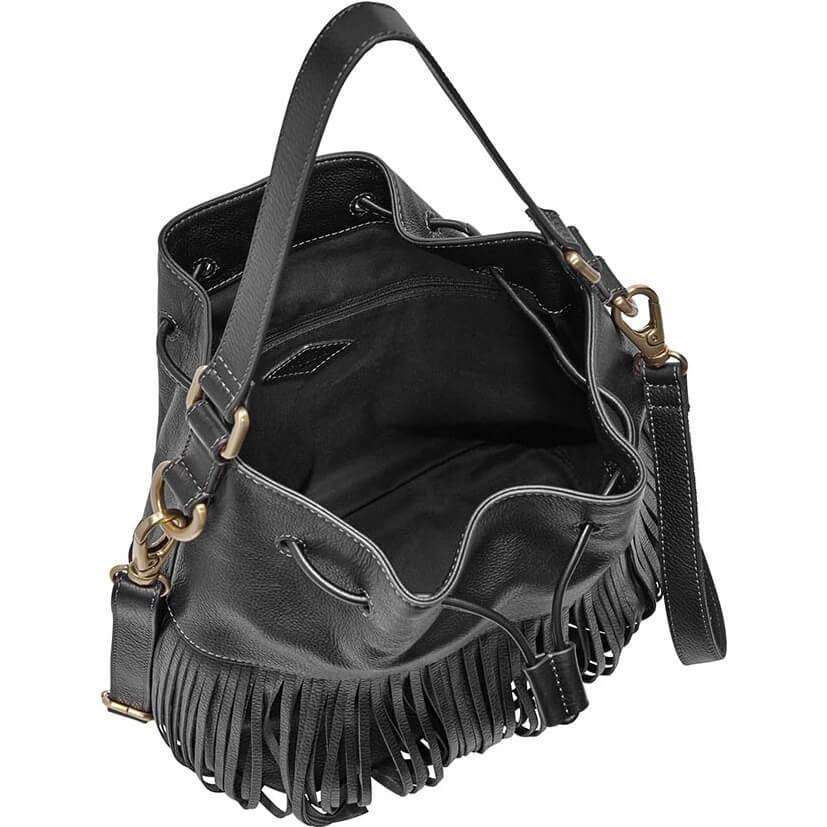 ZB6791001 Fossil Jules Fringe Drawstring Large Black tampak atas