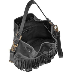 ZB6791001 Fossil Jules Fringe Drawstring Large Black tampak atas