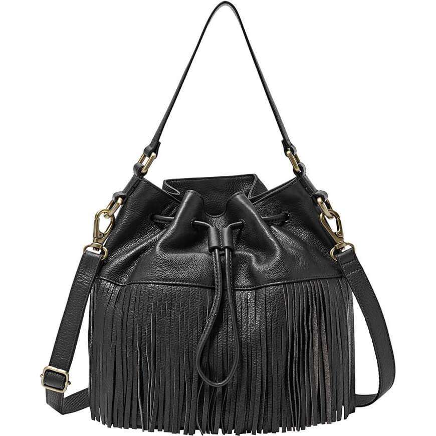 ZB6791001 Fossil Jules Fringe Drawstring Large Black tampak belakang
