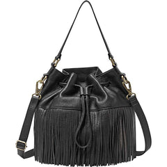 ZB6791001 Fossil Jules Fringe Drawstring Large Black tampak belakang