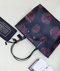 Coach F45317 Reversible City Tote With Jumbo Floral Print Black Multi