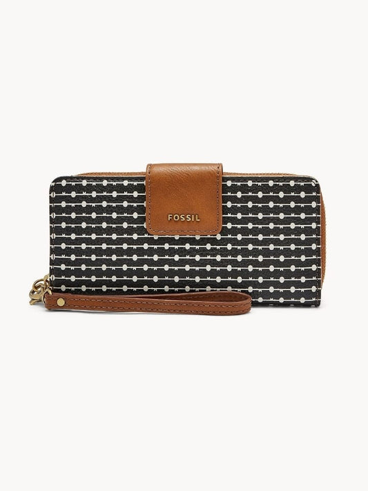 Fossil Swl1886005 Madison Zip Clutch Black White