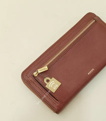 Fossil SL7915914 RFID Logan Zip Brown Multi