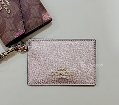 Coach F79926 Lanyard Set Signature Canvas With Party Animals Print Khaki Pink Multi