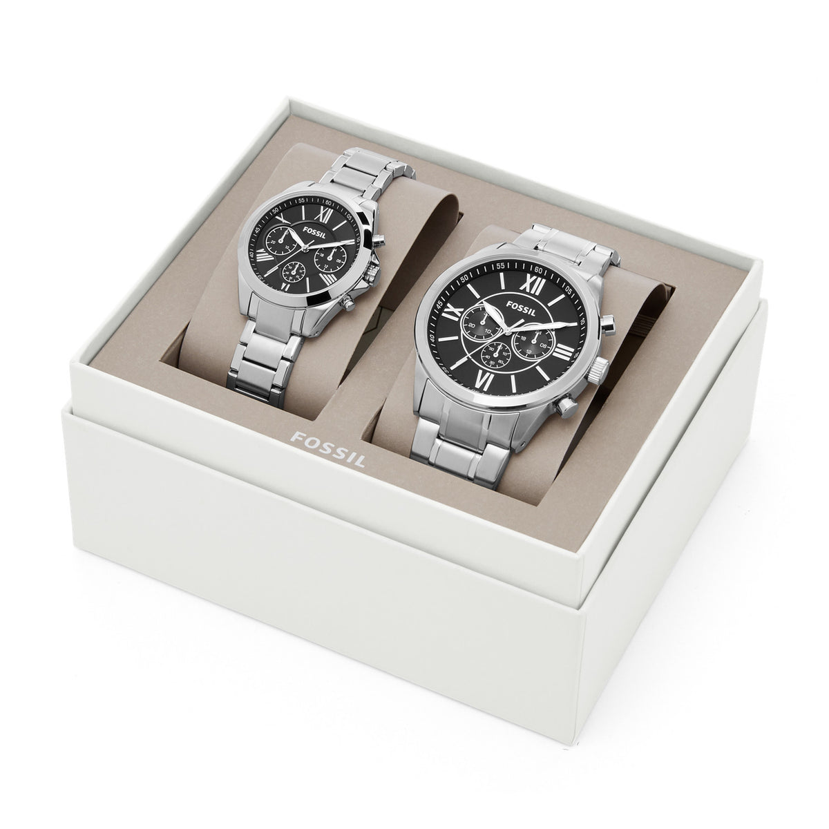 Jam Fossil BQ2146SE His And Her Chronograph Stainless Steel Gift