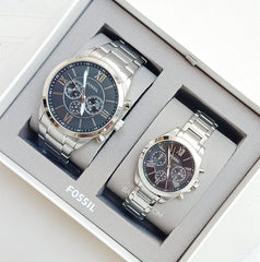 Fossil BQ2146SET His And Her Chronograph Stainless Steel Watch Gift Set