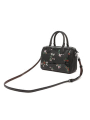 Coach F25856 Mini Bennett Satchel  With Cross Stitch Floral Print Silver / Black Multi