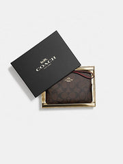 Coach F80233 Box Signature Corner Zip Brwon True Red