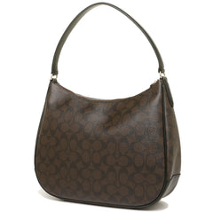 Coach F29209 Signature Zip Shoulder Bag Brown Black