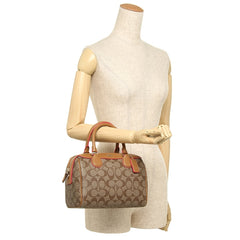 Coach F38133 Mini Bennet Satchel Signature Canvas Khaki Neon Pink