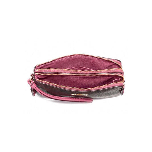 Coach F87591 Small Double Zip Signature Brown Stawberry