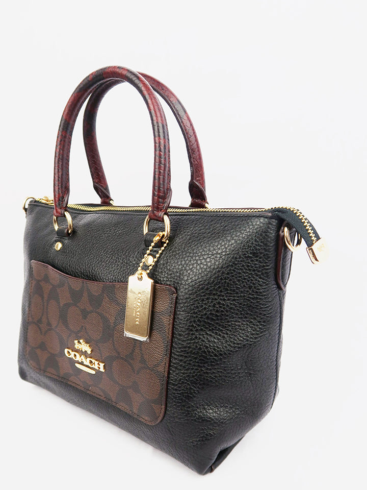 coach f73286 mini emma satchel signature colorblock brown black balilene depan2