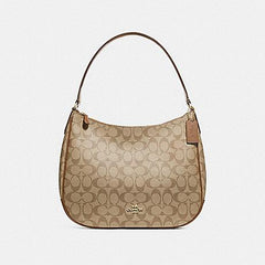 Coach F29209 Zip Shoulder Bag Signature Khaki Saddle