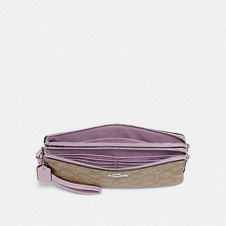 Coach F16109 Double Zip Wallet Large Signature Khaki Jasmine