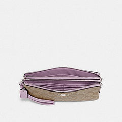 Coach F16109 Double Zip Wallet Large Signature Khaki Jasmine