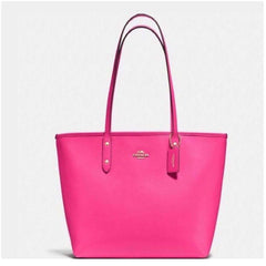 Coach F34103 Crossgrain Straw Zip Tote Pink Ruby