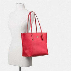 Coach F34103 Crossgrain Straw Zip Tote Pink Ruby