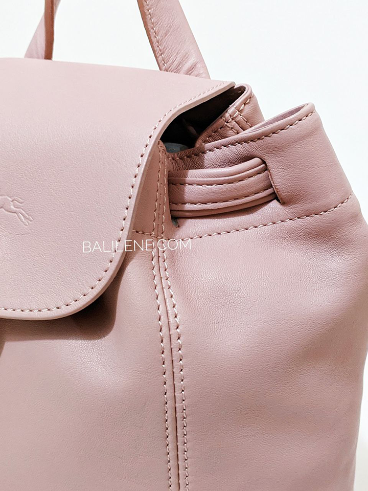 detail-samping-Longchamp-Le-Pliage-Cuir-Backpack-Blush