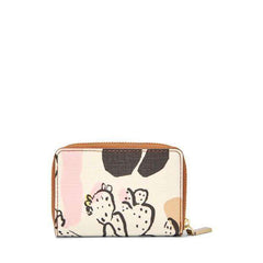 jam-SL7498P-Fossil RFID Mini Zip Card Case Pink Floral-Balilene