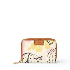 jam-SL7498P-Fossil RFID Mini Zip Card Case Pink Floral-Balilene