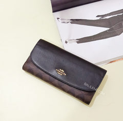 Coach F57319 Checkbook Wallet Brown Black