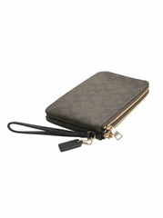 Coach F16109 Sig PVC Large Double Zip Wallet Brown Black