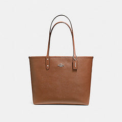 Coach 36658 Reversible Signature City Tote Khaki Saddle