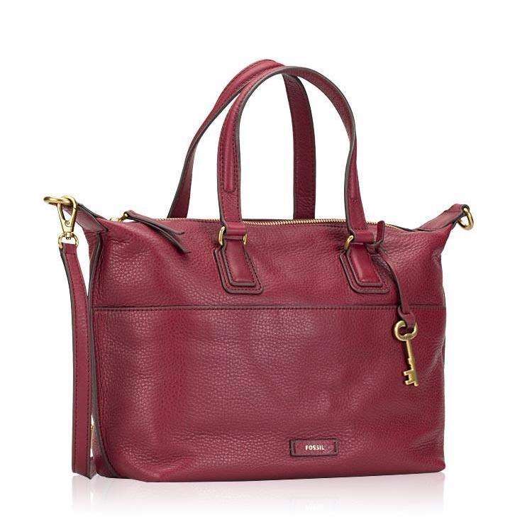 fossil SHB1380609 julia leather satchel wine tampak samping
