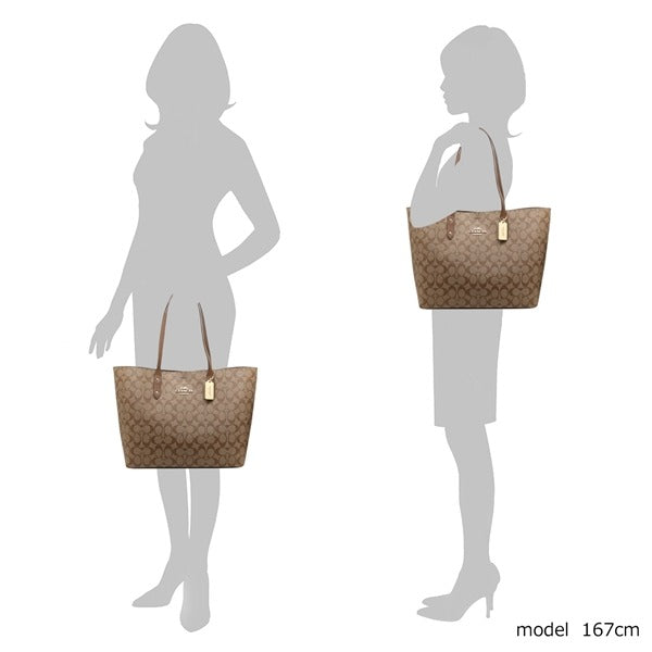 gambar-Coach-F76636-Signature-Town-Tote-Khaki-Saddle-onmode-Balilene