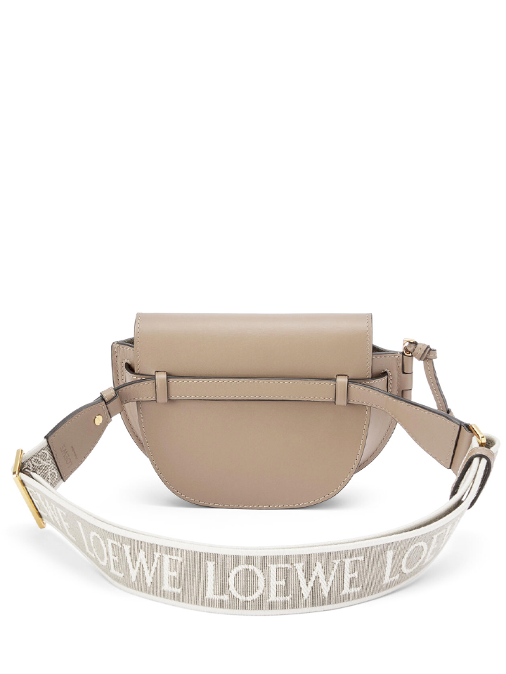 Mini Gate Dual bag in soft calfskin and jacquard Pearl Grey - LOEWE